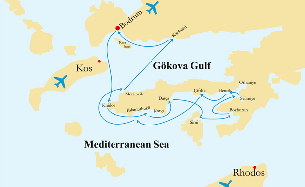 Hisaronü Körfezi ve Simi haritası
