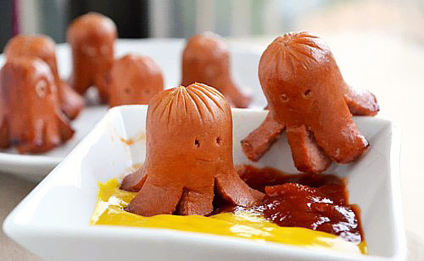 Octopus bangers with ketchup